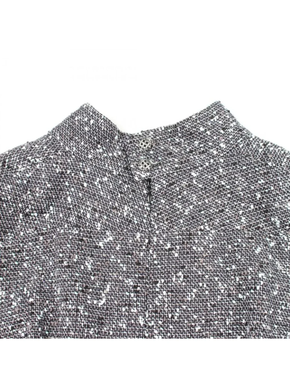 Chanel Dress CC Logo Tweed Short Sleeve Wool
